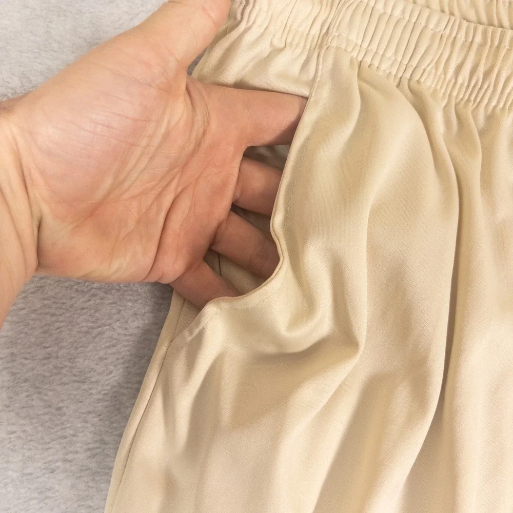 Unbranded Mens Athletic Basketball Shorts Tan Beige XXL Elastic Waist Gym Lounge